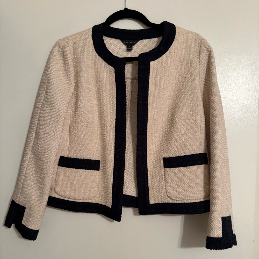Ann Taylor Cream and Navy Blazer